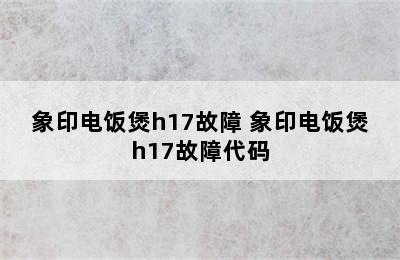 象印电饭煲h17故障 象印电饭煲h17故障代码